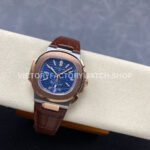3K Factory Patek Philippe Nautilus 5980/1AR-0001 40.5mm Leather Strap Half Rose Gold Blue Dial