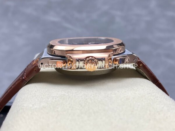 3K Factory Patek Philippe Nautilus 5980/1AR-0001 40.5mm Leather Strap Half Rose Gold Blue Dial