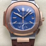 3K 5980 1AR blue dial Patek Nautilus leather strap