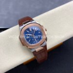3K Factory Patek Philippe Nautilus 5980/1AR-0001 40.5mm Leather Strap Half Rose Gold Blue Dial
