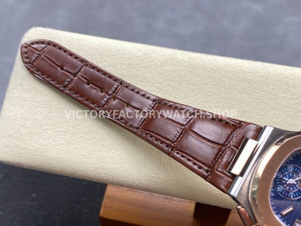3K Factory Patek Philippe Nautilus 5980/1AR-0001 40.5mm Leather Strap Half Rose Gold Blue Dial