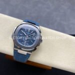 3K Factory Patek Philippe Nautilus 5980/60G-001 40.5mm Calf Skin Strap White Gold Blue-Gray Dial