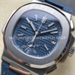 3K Factory Patek Philippe Nautilus 5980/60G-001 40.5mm Calf Skin Strap White Gold Blue-Gray Dial
