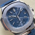 3K Factory Patek Philippe Nautilus 5980/60G-001 40.5mm Calf Skin Strap White Gold Blue-Gray Dial