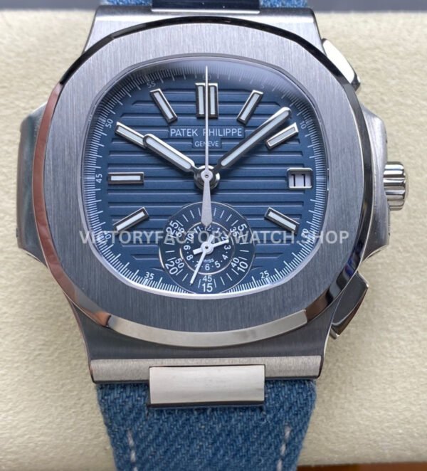 3K 5980 60G blue grey dial Patek Nautilus calfskin
