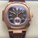 3K Factory Patek Philippe Nautilus 5980R-001 40.5mm Leather Strap Rose Gold Brown Dial (5) 3K 5980R brown dial leather strap Patek Nautilus
