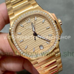 3K Factory Patek Philippe Nautilus 7118-1200R-010 Full Rose Gold Diamond Bezel Gold Dial (2) 3K Factory Patek Philippe Nautilus 7118-1200R-010 Full Rose Gold Diamond Bezel Gold Dial
