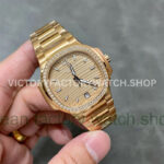 3K Factory Patek Philippe Nautilus 7118-1200R-010 Full Rose Gold Diamond Bezel Gold Dial (4) 3K Factory Patek Philippe Nautilus 7118-1200R-010 Full Rose Gold Diamond Bezel Gold Dial