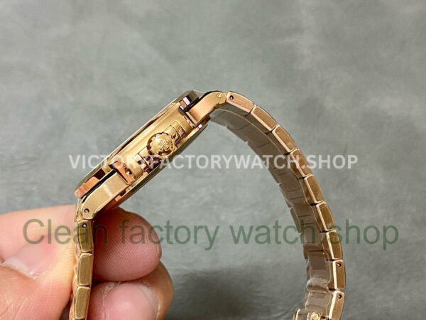 3K Factory Patek Philippe Nautilus 7118-1200R-010 Full Rose Gold Diamond Bezel Gold Dial (5) 3K Factory Patek Philippe Nautilus 7118-1200R-010 Full Rose Gold Diamond Bezel Gold Dial