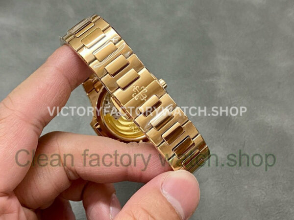 3K Factory Patek Philippe Nautilus 7118-1200R-010 Full Rose Gold Diamond Bezel Gold Dial (6) 3K Factory Patek Philippe Nautilus 7118-1200R-010 Full Rose Gold Diamond Bezel Gold Dial