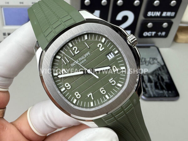 3K Factory Patek Philippe Aquanaut 5168G-010 42.2mm White Gold Avocado Green Rubber Strap Avocado Green Dial