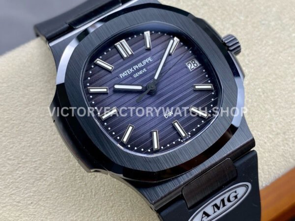 AMG Factory Customer Made Patek Philippe Nautilus PP5711 40mm Ceramics Black Rubber Strap Grey Dial