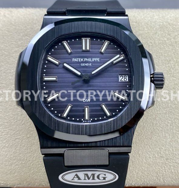 AMG PP5711 grey dial ceramic Nautilus black strap