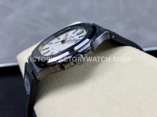 AMG Factory Customer Made Patek Philippe Nautilus PP5711 40mm Ceramics Black Rubber Strap White Di (5) AMG Factory Customer Made Patek Philippe Nautilus PP5711 40mm Ceramics Black Rubber Strap White Dial