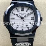 AMG Factory Customer Made Patek Philippe Nautilus PP5711 40mm Ceramics Black Rubber Strap White Di (7) AMG PP5711 white dial black rubber strap ceramic