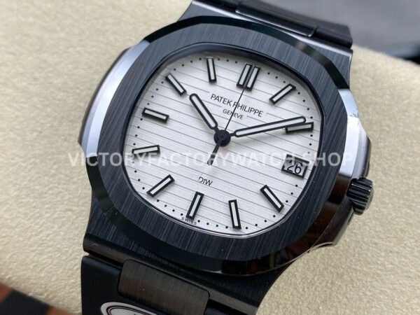 AMG Factory Customer Made Patek Philippe Nautilus PP5711 40mm Ceramics Black Rubber Strap White Di (9) AMG Factory Customer Made Patek Philippe Nautilus PP5711 40mm Ceramics Black Rubber Strap White Dial