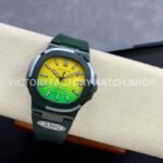 AMG Factory Customer Made Patek Philippe Nautilus PP5711 40mm Ceramics Dark Green Rubber Strap Yellow Green Dial