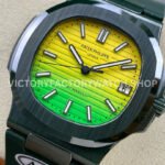 AMG Factory Customer Made Patek Philippe Nautilus PP5711 40mm Ceramics Dark Green Rubber Strap Yellow Green Dial