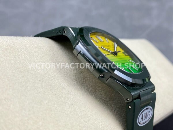 AMG Factory Customer Made Patek Philippe Nautilus PP5711 40mm Ceramics Dark Green Rubber Strap Yellow Green Dial
