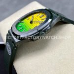AMG Factory Customer Made Patek Philippe Nautilus PP5711 40mm Ceramics Dark Green Rubber Strap Yellow Green Dial