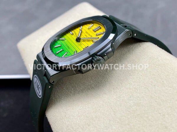 AMG Factory Customer Made Patek Philippe Nautilus PP5711 40mm Ceramics Dark Green Rubber Strap Yellow Green Dial
