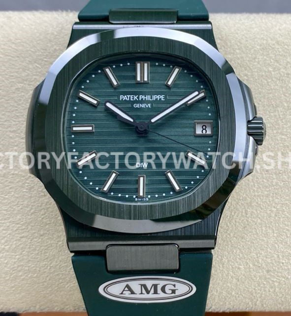 AMG Factory Customer Made Patek Philippe Nautilus PP5711 40mm Ceramics Dark Green Rubber (6) AMG PP5711 dark green dial ceramic Patek Nautilus