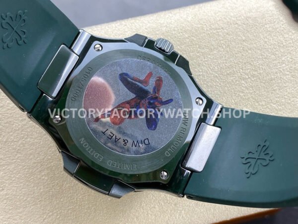 AMG Factory Customer Made Patek Philippe Nautilus PP5711 40mm Ceramics Dark Green Rubber Strap Sky Blue Dial