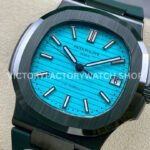 AMG Factory Customer Made Patek Philippe Nautilus PP5711 40mm Ceramics Dark Green Rubber Strap Sky Blue Dial