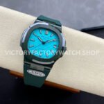 AMG Factory Customer Made Patek Philippe Nautilus PP5711 40mm Ceramics Dark Green Rubber Strap Sky Blue Dial
