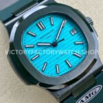 AMG Factory Customer Made Patek Philippe Nautilus PP5711 40mm Ceramics Dark Green Rubber Strap Sky Blue Dial