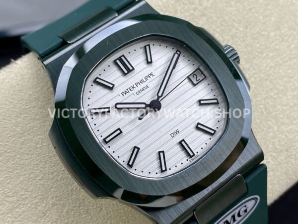 AMG Factory Customer Made Patek Philippe Nautilus PP5711 40mm Ceramics Dark Green Rubber Strap White Dial