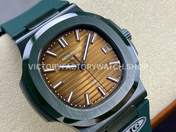 AMG Factory Customer Made Patek Philippe Nautilus PP5711 40mm Ceramics Dark Green Rubber Strap Brown Dial