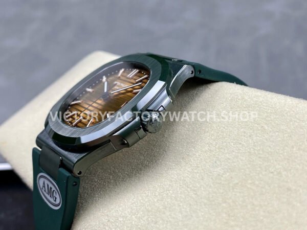 AMG Factory Customer Made Patek Philippe Nautilus PP5711 40mm Ceramics Dark Green Rubber Strap Brown Dial
