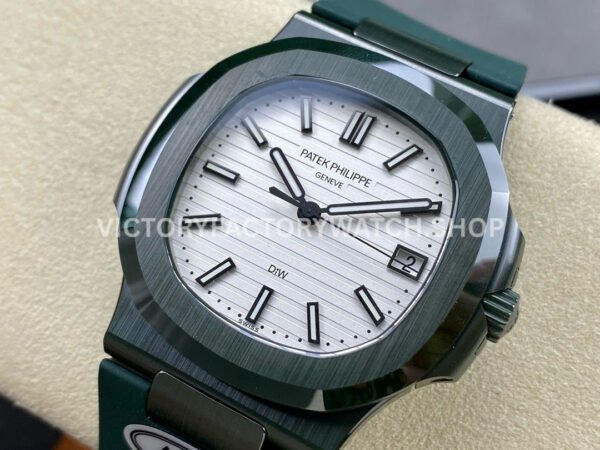AMG Factory Customer Made Patek Philippe Nautilus PP5711 40mm Ceramics Dark Green Rubber Strap White Dial
