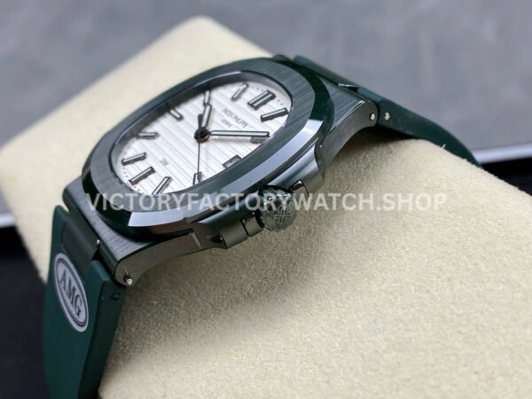 AMG Factory Customer Made Patek Philippe Nautilus PP5711 40mm Ceramics Dark Green Rubber Strap White Dial