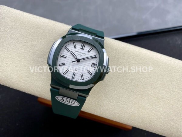 AMG Factory Customer Made Patek Philippe Nautilus PP5711 40mm Ceramics Dark Green Rubber Strap White Dial
