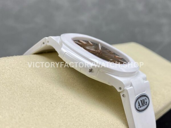 AMG Factory Customer Made Patek Philippe Nautilus PP5711 40mm Ceramics White Rubber Strap Brown Dial