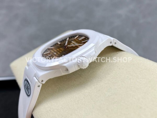 AMG Factory Customer Made Patek Philippe Nautilus PP5711 40mm Ceramics White Rubber Strap Brown Dial