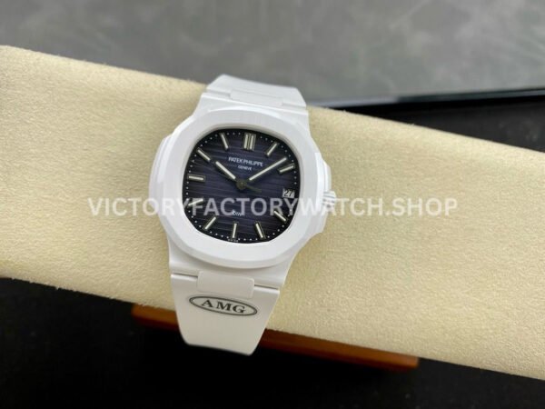 AMG Factory Customer Made Patek Philippe Nautilus PP5711 40mm Ceramics White Rubber Strap Grey Dial