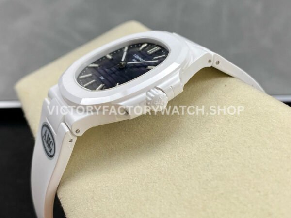 AMG Factory Customer Made Patek Philippe Nautilus PP5711 40mm Ceramics White Rubber Strap Grey Dial