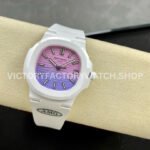 AMG Factory Customer Made Patek Philippe Nautilus PP5711 40mm Ceramics White Rubber Strap Pink Blue Dial
