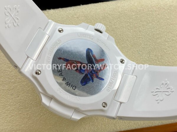 AMG Factory Customer Made Patek Philippe Nautilus PP5711 40mm Ceramics White Rubber Strap Pink Blue Dial