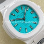 AMG Factory Customer Made Patek Philippe Nautilus PP5711 40mm Ceramics White Rubber Strap Sky Blue Dial