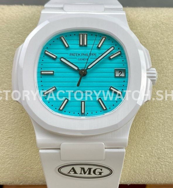 AMG PP5711 sky blue dial white ceramic Nautilus