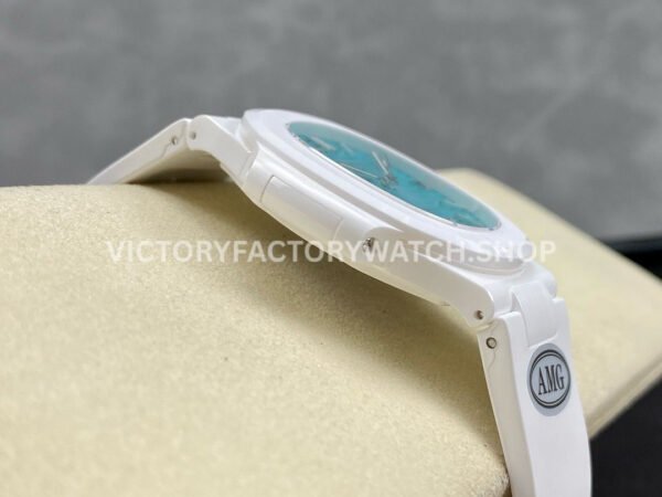 AMG Factory Customer Made Patek Philippe Nautilus PP5711 40mm Ceramics White Rubber Strap Sky Blue Dial