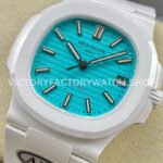 AMG Factory Customer Made Patek Philippe Nautilus PP5711 40mm Ceramics White Rubber Strap Sky Blue Dial