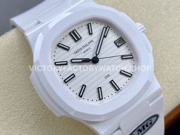 AMG Factory Customer Made Patek Philippe Nautilus PP5711 40mm Ceramics White Rubber Strap White Dial