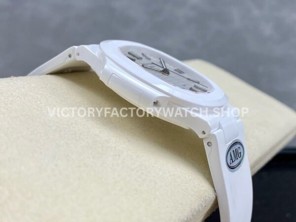 AMG Factory Customer Made Patek Philippe Nautilus PP5711 40mm Ceramics White Rubber Strap White Dial
