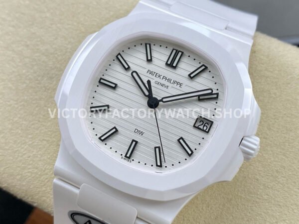 AMG Factory Customer Made Patek Philippe Nautilus PP5711 40mm Ceramics White Rubber Strap White Dial