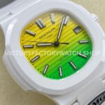 AMG Factory Customer Made Patek Philippe Nautilus PP5711 40mm Ceramics White Rubber Strap Yellow Green Dial